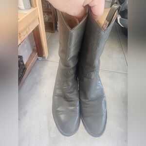 Womens Nocona / Justin Roper  Gray Leather Cowboy Boots Size 7.5